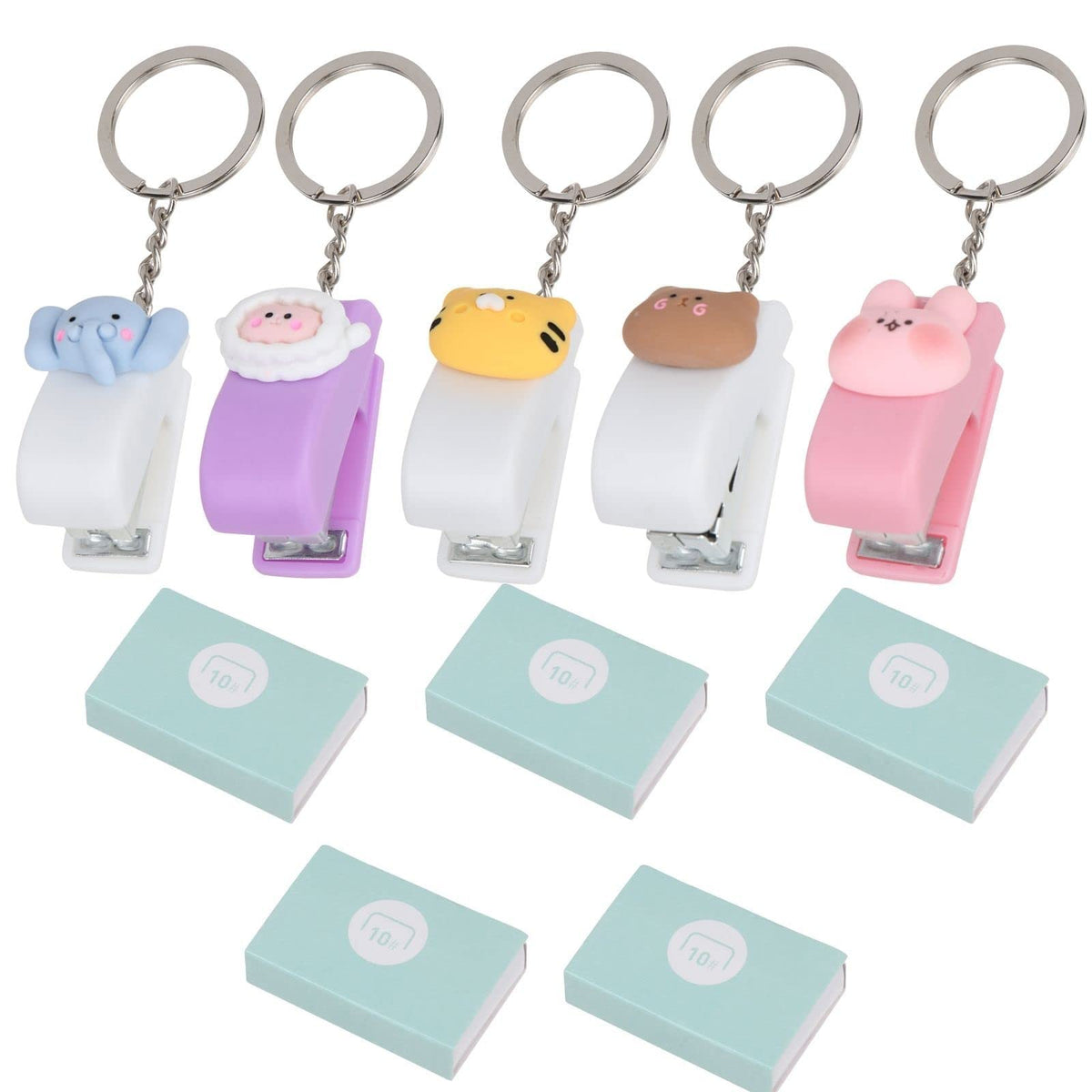 Mini Stapler Set, 5 Pcs Cute Stapler Key Chain With 5 Pcs Staples, Portable Mini Stapler For Office