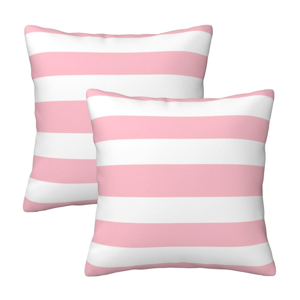 Pink and White Stripes Farmhouse Throw Pillow Covers 18x18 Inch Pillow Case Soft Cushion Pillow Covers Set of 2 for Sofa Bedroom