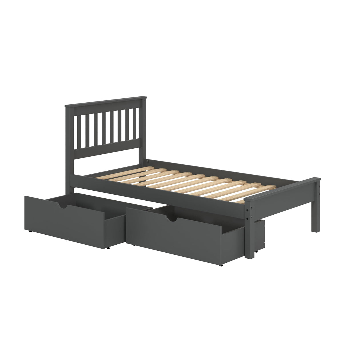 Donco Kids Twin Contempo Bed with Storage Drawer in Dark Grey Finish