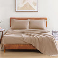 Lane Linen 100% Organic Cotton Fitted Bedsheet For Double Bed  12 Deep Pocket, 1 Elastic Fitted Sheet (78X60) + 2 Pillow Cov