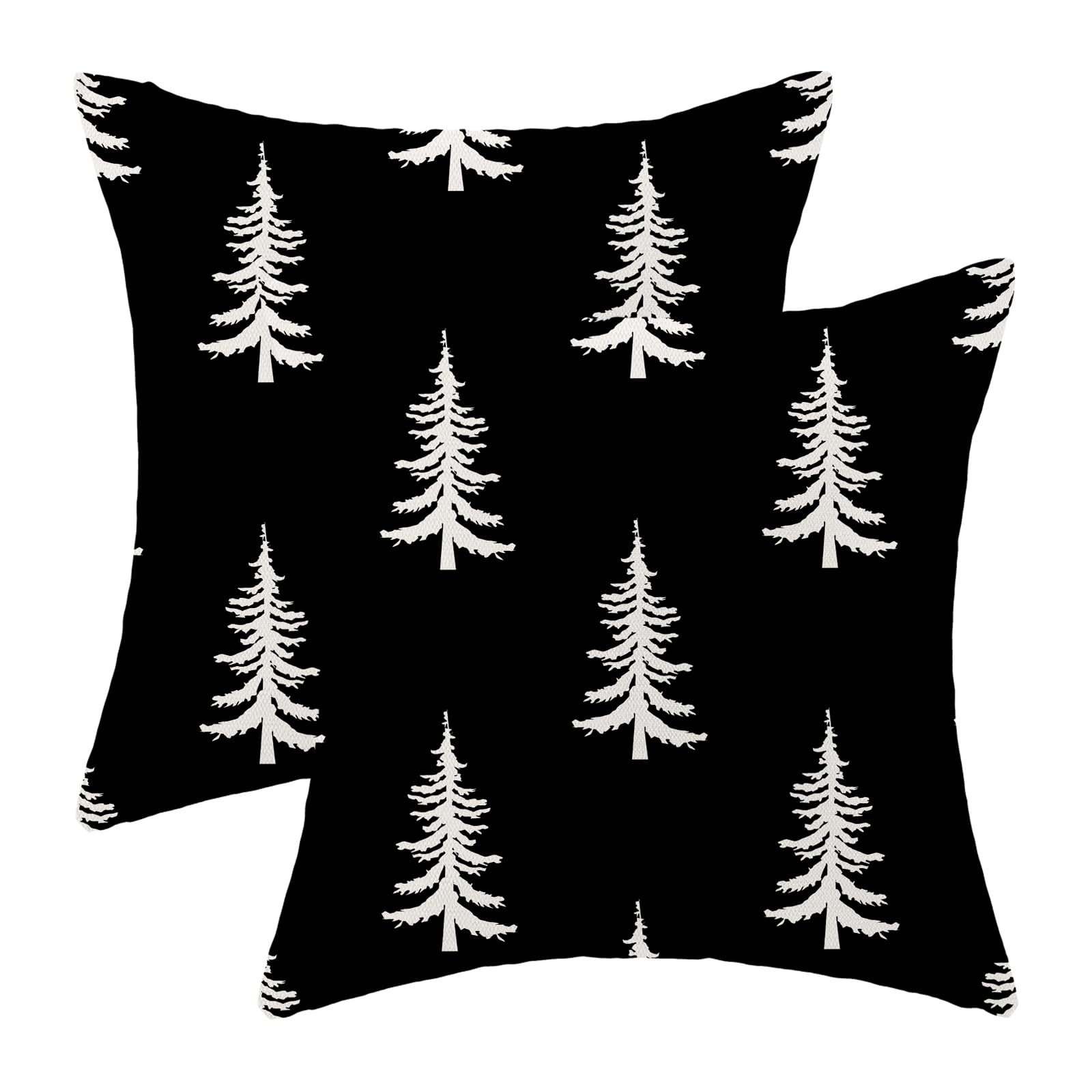 Cxmeifly Christmas Pillow Covers 20X20 Inch Set Of 2 Black Cream Christmas Tree Decor Throw Pillows Winter Xmas Holiday Outdoor