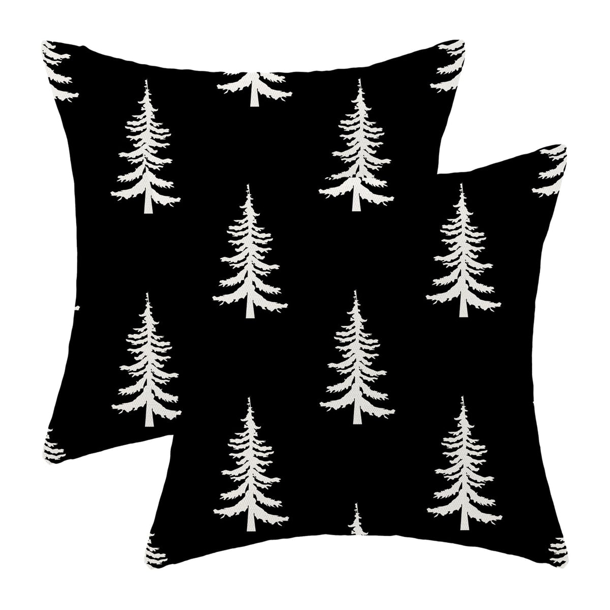 Cxmeifly Christmas Pillow Covers 22X22 Inch Set Of 2 Black Cream Christmas Tree Decor Throw Pillows Winter Xmas Holiday Outdoor