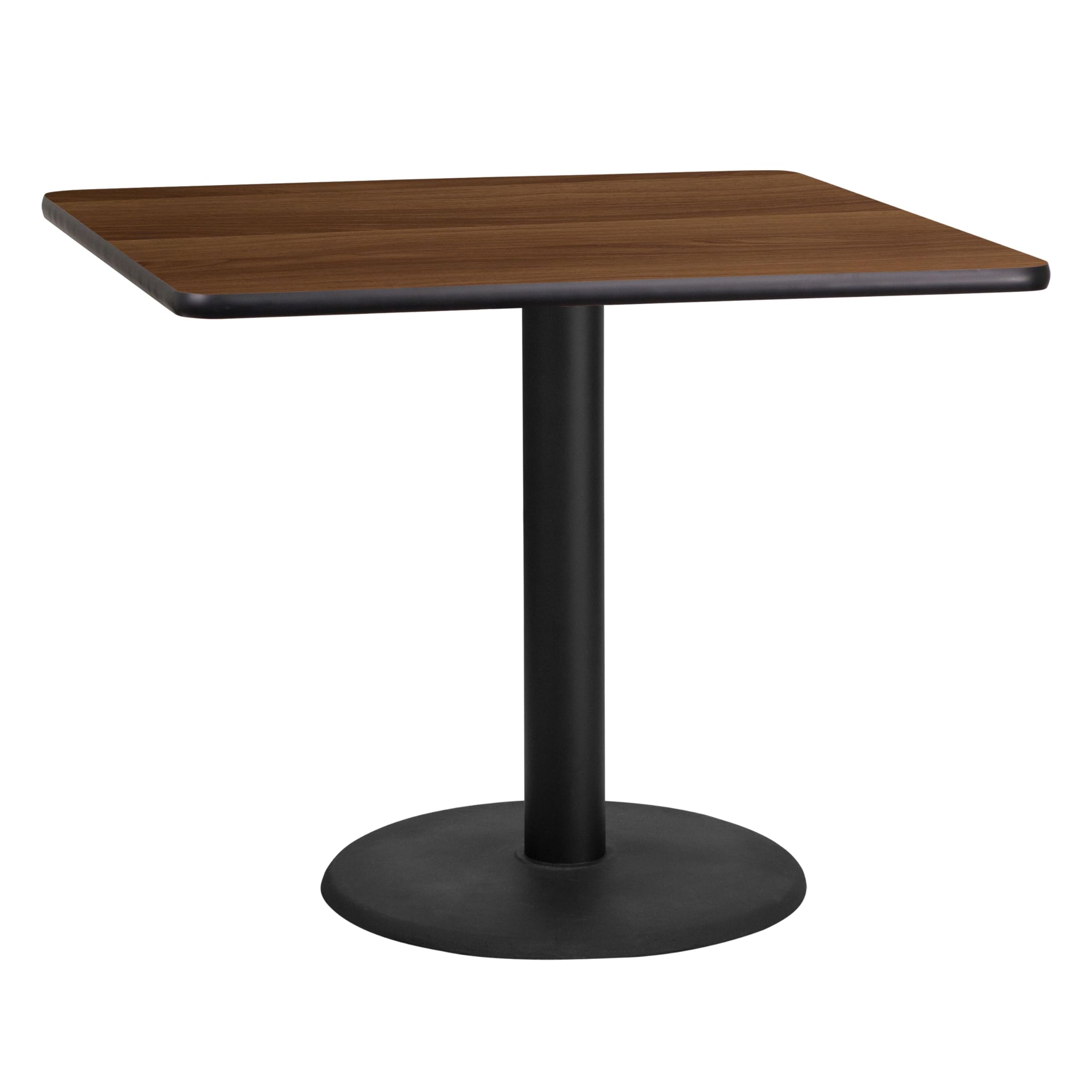 Flash Furniture Graniss 36'' Square Walnut Laminate Table Top With 24'' Round Table Height Base