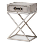 Baxton Studio William Modern French Industrial Silver Metal 1-Drawer Nightstand