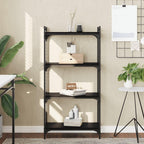 vidaXL 4-Tier Industrial Bookcase - Black Engineered Wood - Ample Storage Space for Books and Decoratives - Adjustable Feet for Stability - 23.6"x11.8"x47.2"
