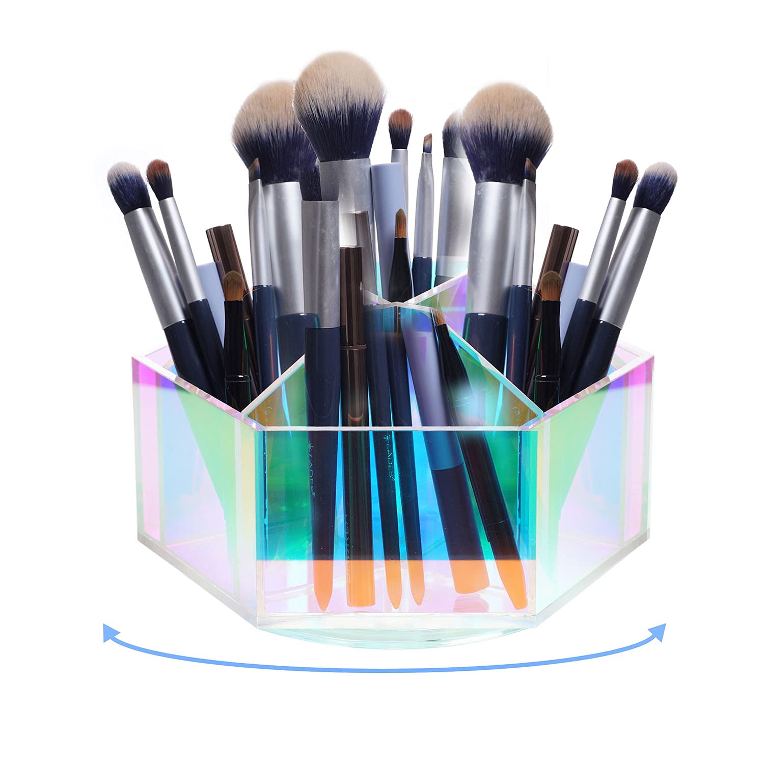 Liguanlan Luxurious Makeup Organizer,Spin, Iridescent Makeup Brushes Holder