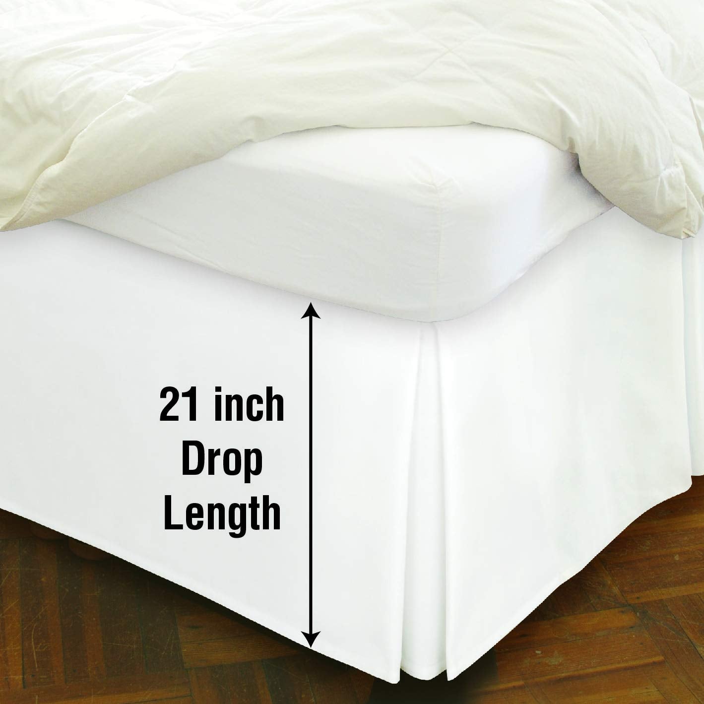 Spacemaker Extra-Long 21'' Drop Length Bed Skirt, California King, White