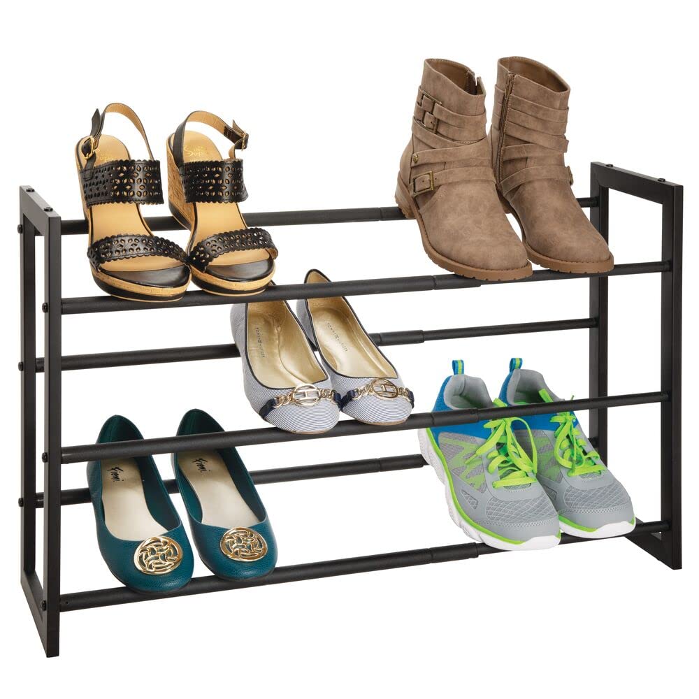 Mdesign Metal 3 Tier Adjustable/Expandable Shoe And Boot Storage Organ ...