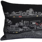 HomeRoots Grey 35' Black New Orleans Nighttime Skyline Lumbar Decorative Pillow
