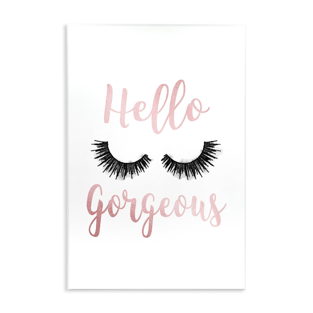 Stupell Industries Hello Gorgeous Black Eyelashes Typography Wall Plaque, 10x15, Design by Artist Amanda Greenwood