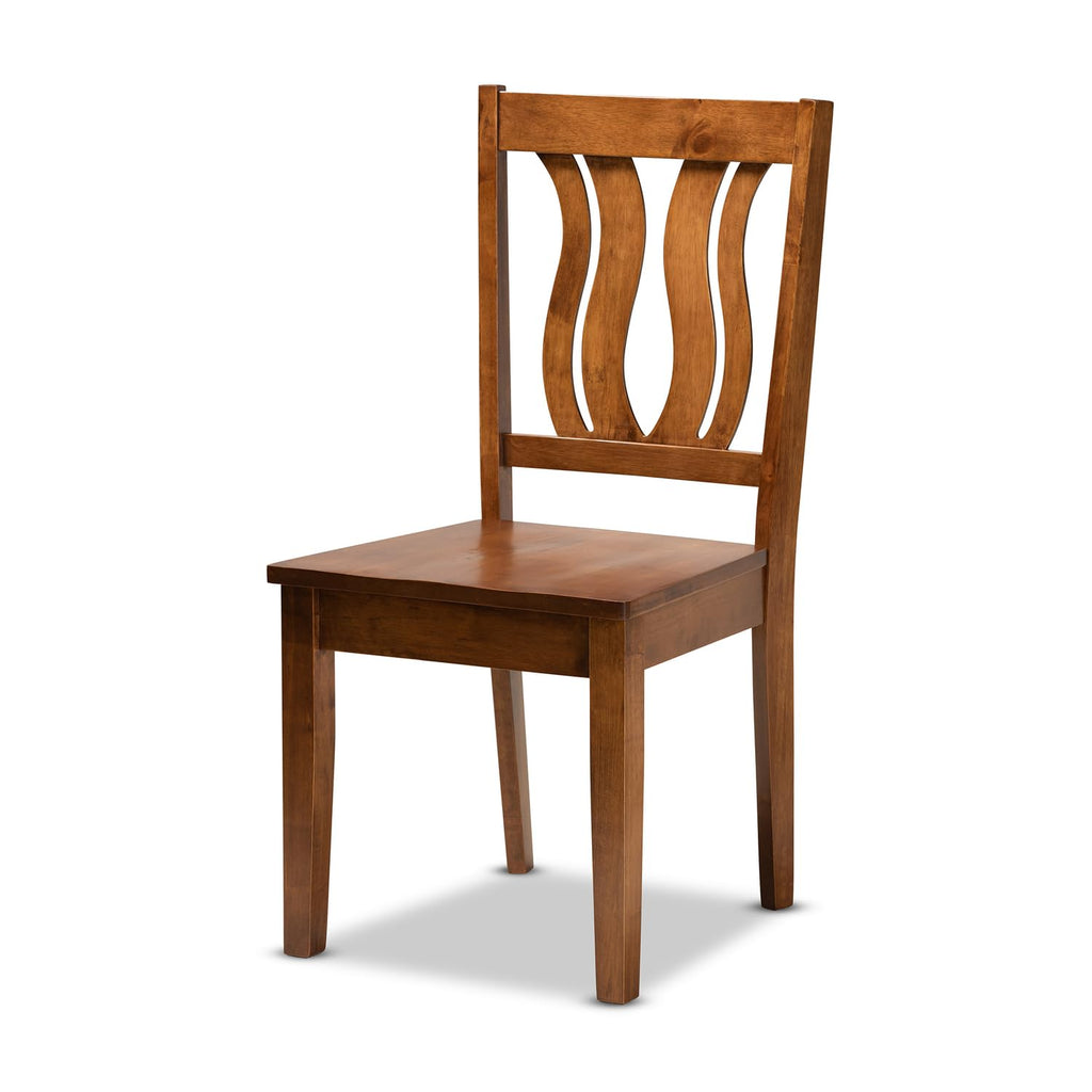 Baxton Studio Mare Walnut Brown Wood 7-Piece Dining Table and Chair Set