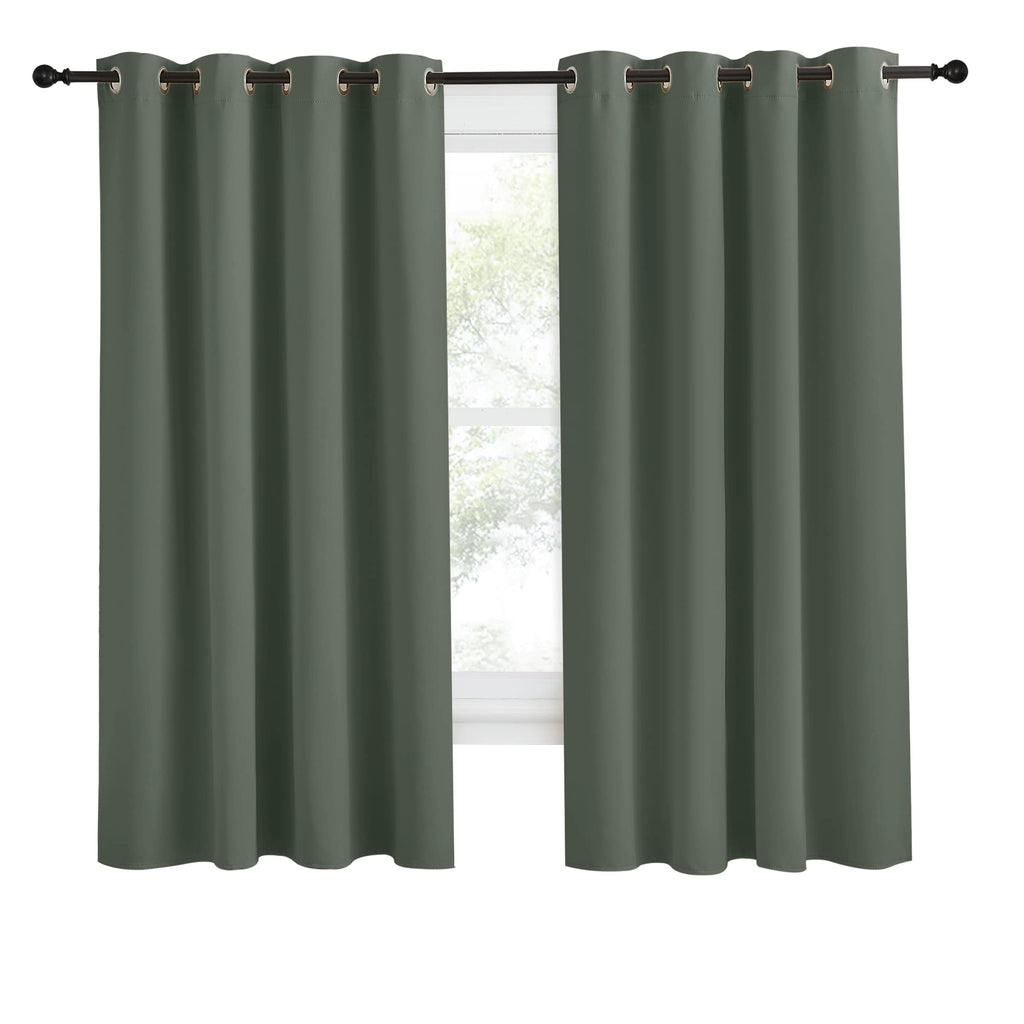 Nicetown Blackout Curtain For Living Room 68 Inch Long, 1 Panel, Dark Mallard, W55 X L68, Grommet Thermal Insulated Room Darkening Sound Proof Curtain For Bedroom/Kids Room
