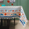 Urban Space 100% Cotton Dining Table Cover Square Table Cover, Printed Cotton Table Cloth For Center Table With Boho Tassels, 48