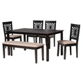 Baxton Studio Olympia 59.06-inch W Dining Set, Beige/Espresso Brown, 6-Piece (2311318010916HT)