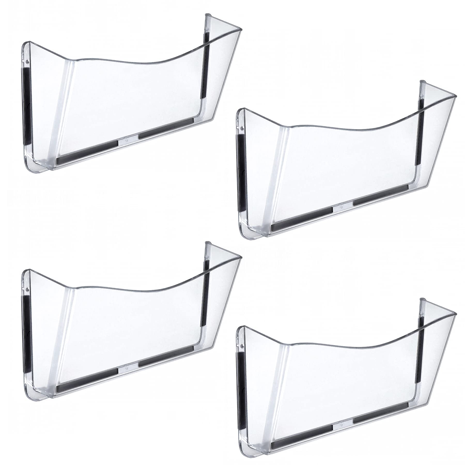 Azar Displays 250045 Clear Plastic Wall Mount File Holder With Magnets, Legal(Magnetic), 4-Pack