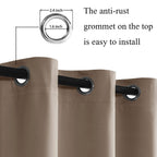 Jiuzhen Short Curtains Kitchen Half Window Blackout Curtains With Tiebacks For Baseroom Shadows, Grommet Curtains For Living Room, Set Of 2 Window Curtain Panels, 52 X 30 Inch Length,Taupe