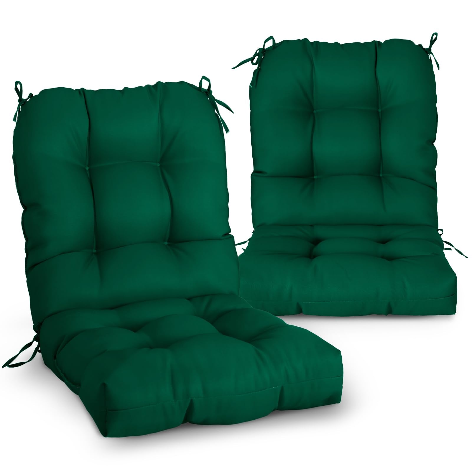 Eagle Peak Tufted Outdoor/Indoor Seat/Back Chair Cushions, Set Of 2, 42' X 21', Dark Green