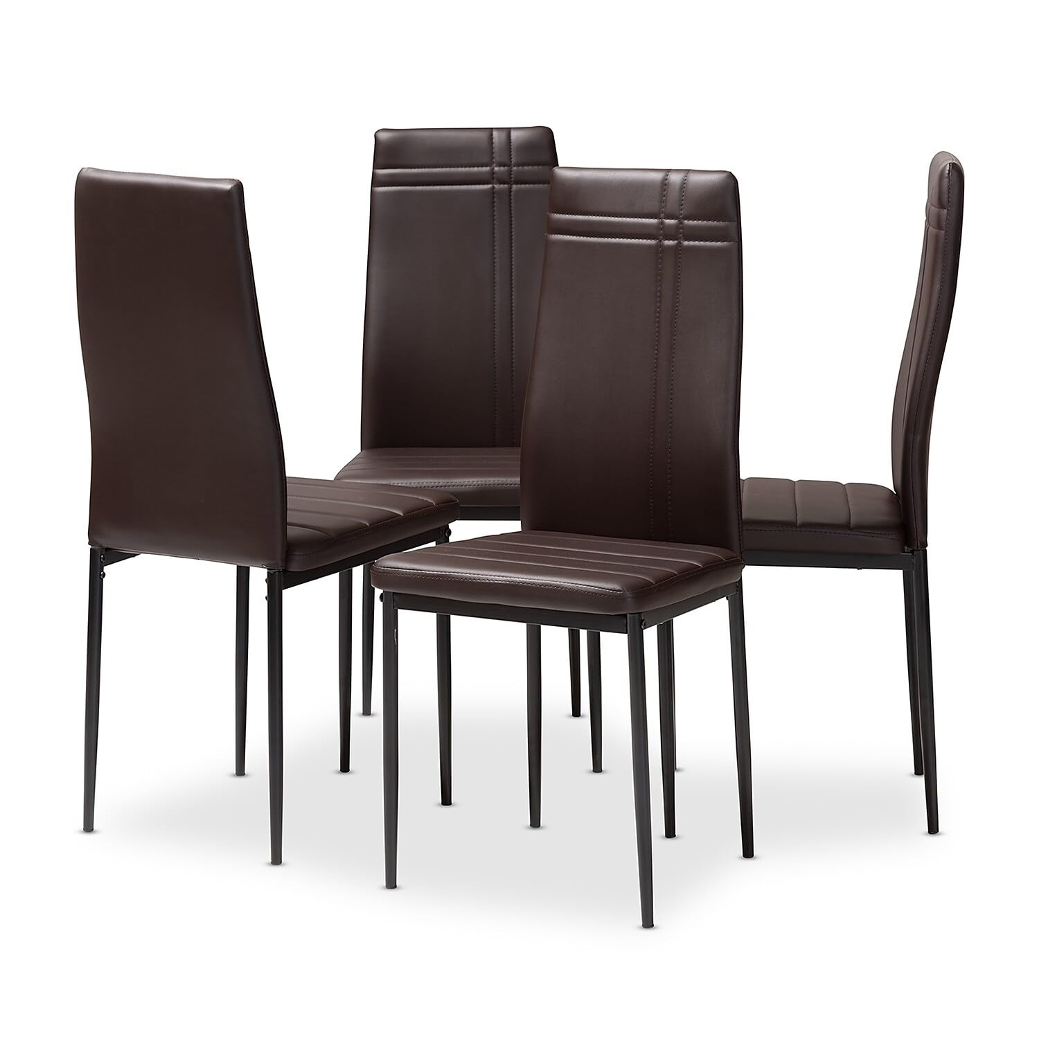 Baxton Studio Curved Faux Leather Upholstered Dining Chair - Thumbnail 3