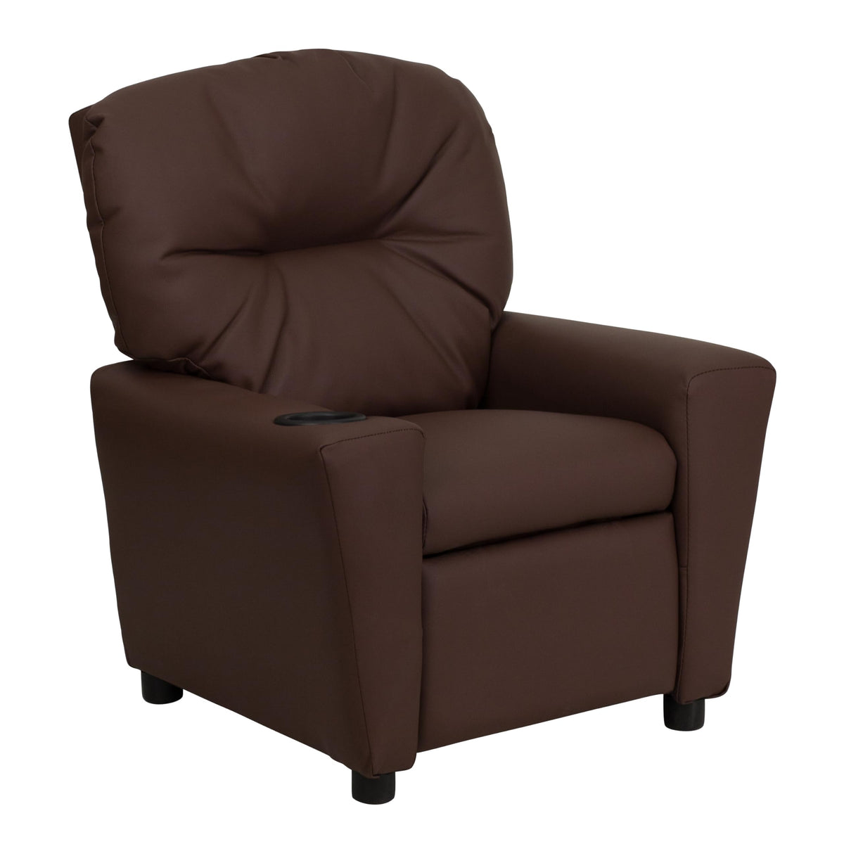 Flash Furniture Chandler LeatherSoft Kids Recliner with Cup Holder and Safety Recline, Contemporary Reclining Chair for Kids, Supports up to 90 lbs., Brown