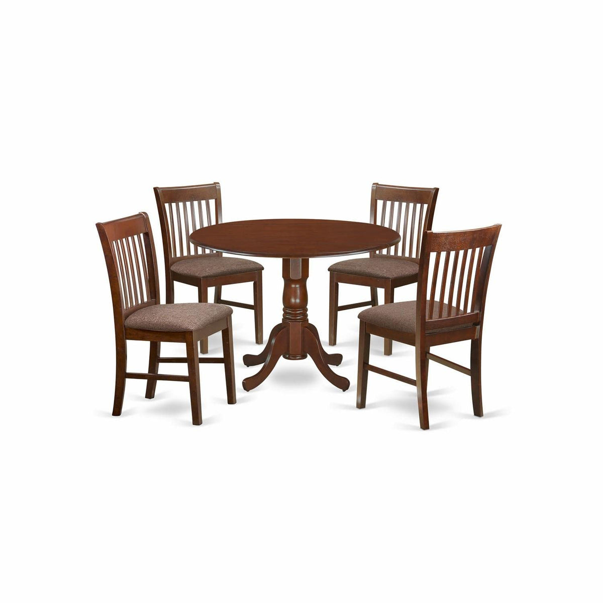 East West Furniture Dublin 5 Piece Room Furniture Set Includes a Round Kitchen Table with Dropleaf and 4 Linen Fabric Upholstere
