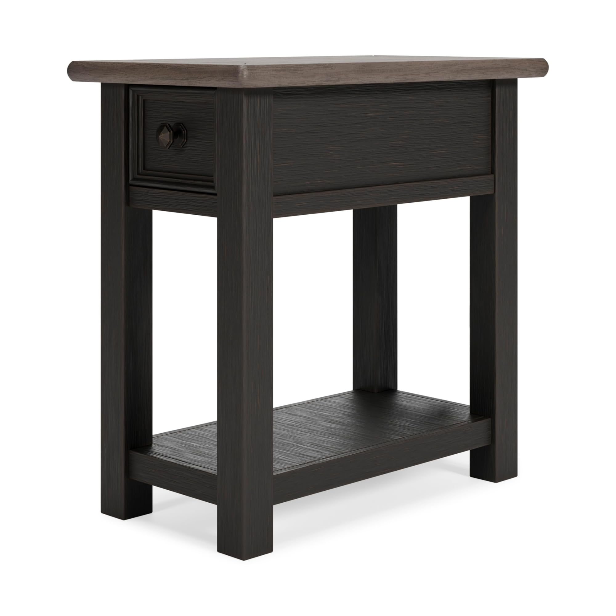Signature Design by Ashley Tyler Creek Chair Side End Table, Plank-styled Top, Smooth-gliding Drawer, Wood, 14.13 W x 24.13 D x 