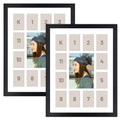 Golden State Art, 12x16 Black Wood Frame - 13 Opening White Mat - Displays One 5x7 Photo And Twelve 2.5x3.5 Pictures - Collage F