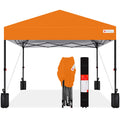 Best Choice Products 8x8ft Pop Up Canopy Tent, Outdoor Shade, 1 Person 1 Minute Set Up, Carry Case, 4 Weight Bags - Orange
