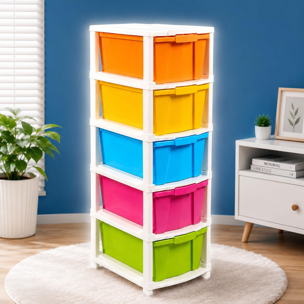 Organisers Storage Box  Xl Drawer Home And Room Plastic Drawers Storage, Multicolor, Drawer Storage Organizer Cabinet Best Fo