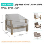 Brosyda Patio Chair Covers For Outdoor Furniture Waterproof 2 Pack, Lawn Chair Covers Heavy Duty Patio Furniture Covers, Large Covers For Lounge Lawn Deep Seat 30' W X 27' D X 36' H-Gray