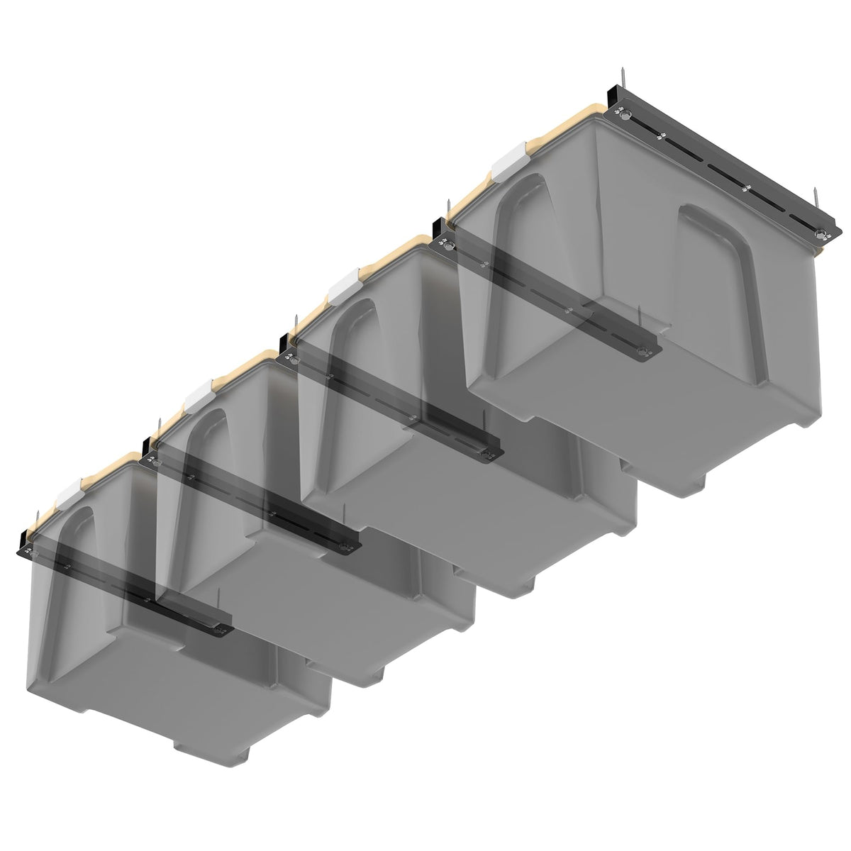 WALMANN Overhead Tote Storage Rails, Heavy Duty Garage Ceiling Bin Rack