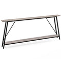 Yatiney 78.7' Console Table, Extra Long Entryway Table, Narrow Sofa Tables Behind Couch, Industrial Skinny Hallway Table For Entryway, Display Table, Greige And Black Ct20Bg