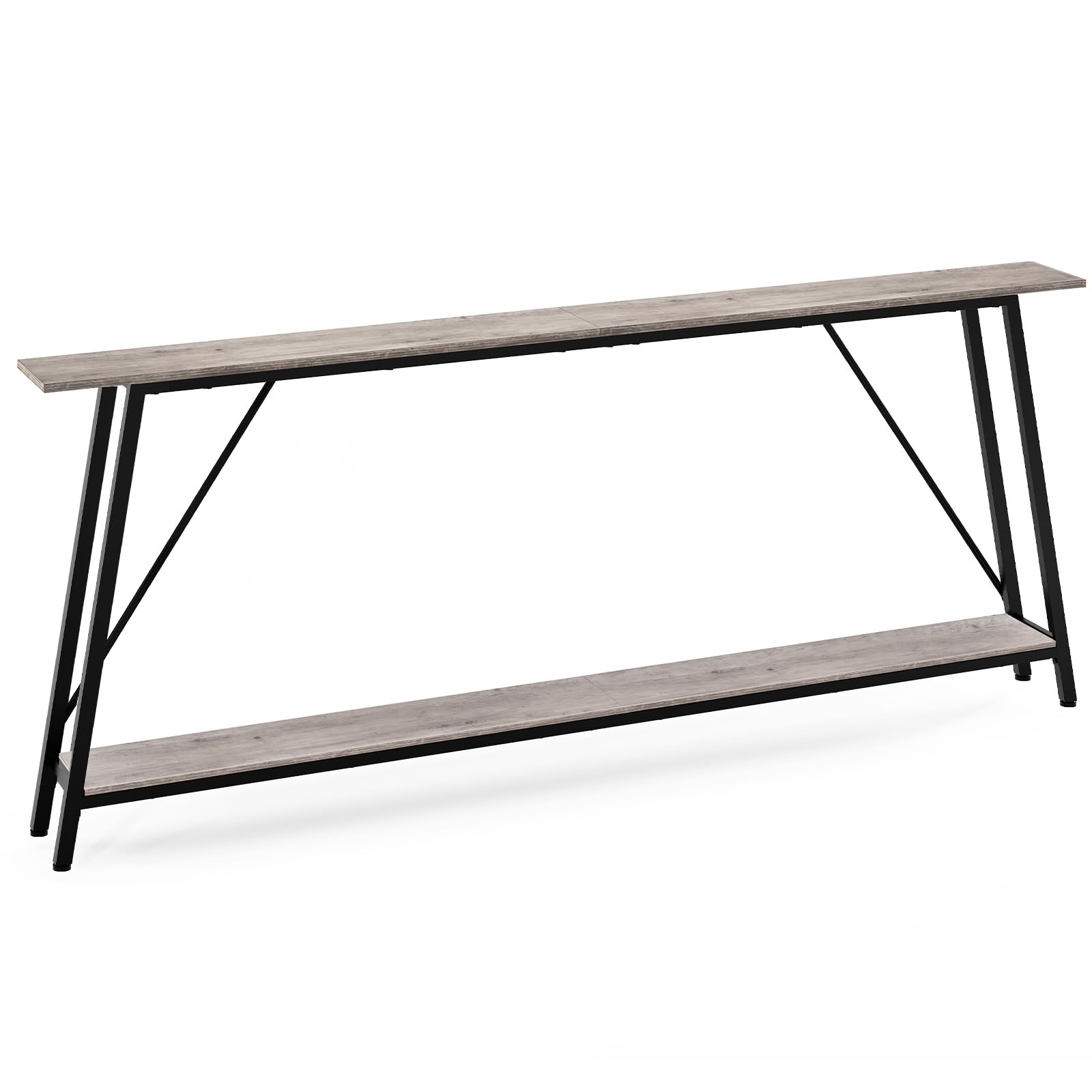 Yatiney 78.7' Console Table, Extra Long Entryway Table, Narrow Sofa Tables Behind Couch, Industrial Skinny Hallway Table For Entryway, Display Table, Greige And Black Ct20Bg