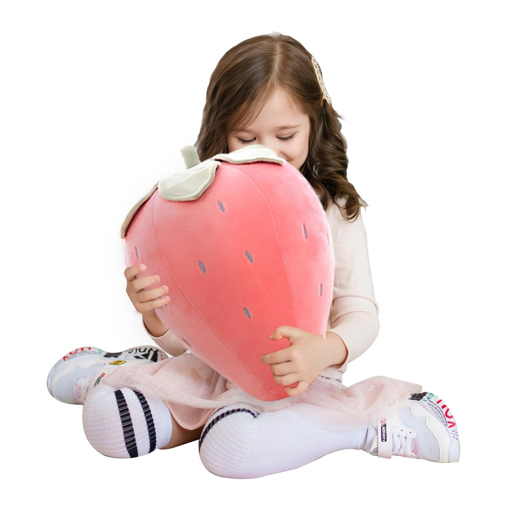 Cute Fruit Kids Pillow Stuffed Strawberry Plush Pillows Super Soft Girls Pillows Cushion Seat for Kids Toys (Pink,23.6'/60cm) 1