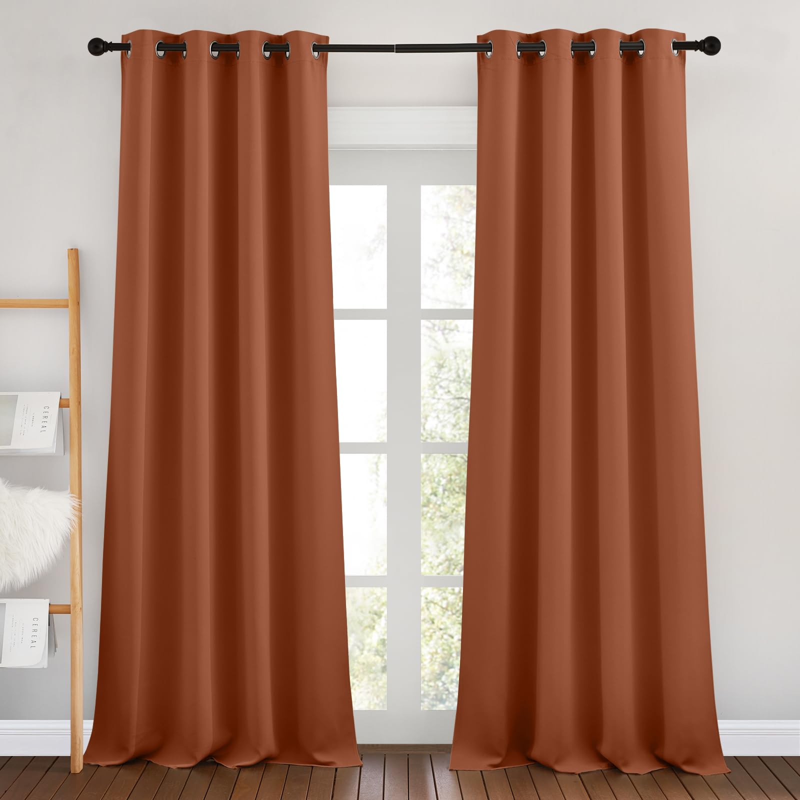 Nicetown Bedroom Blackout Curtains 90 Inches Long 2 Panels Set - Room Darkening Energy Saving Thermal Insulated Grommet Window T