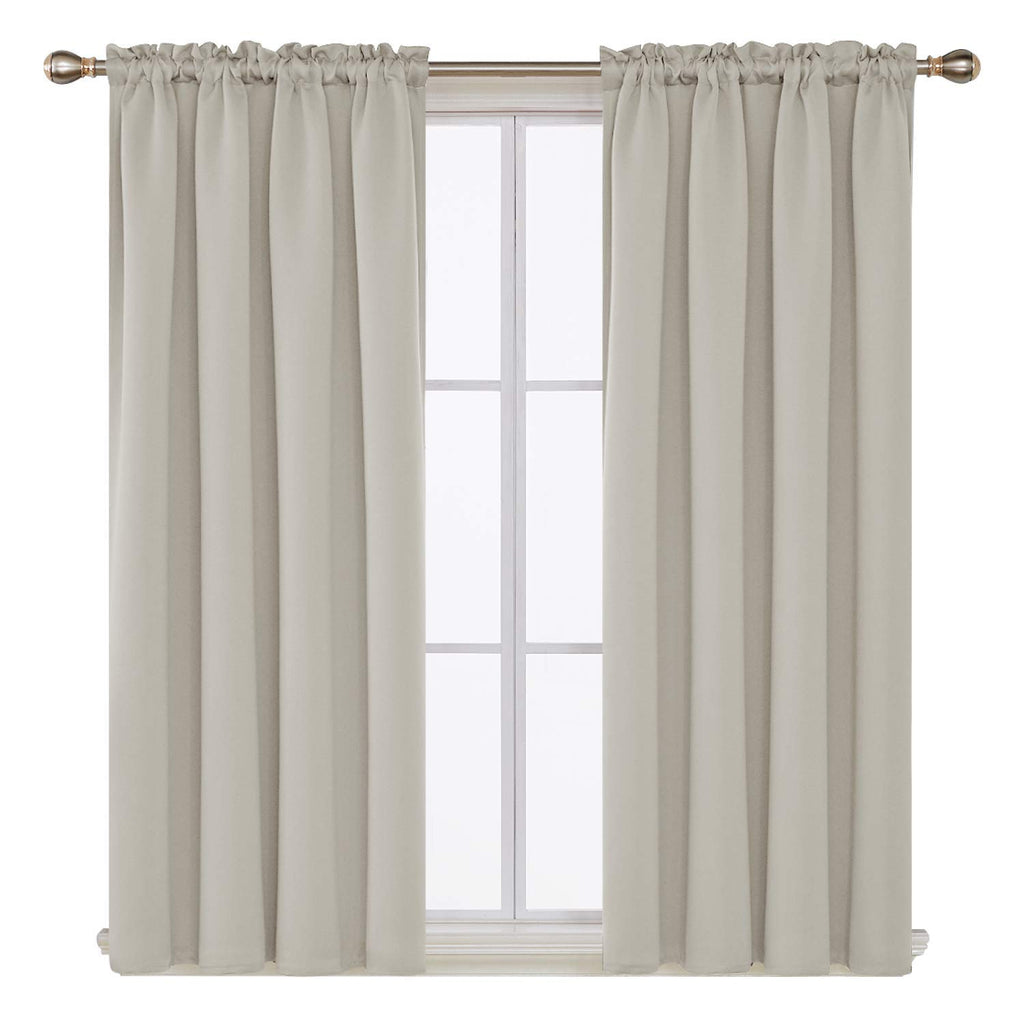 Deconovo Cream Curtains Blackout Drapes For Bedroom, Window Panels 63 Inch Length 2 Pack - 42W X 63L Inch, Light Beige, 2 Drapes
