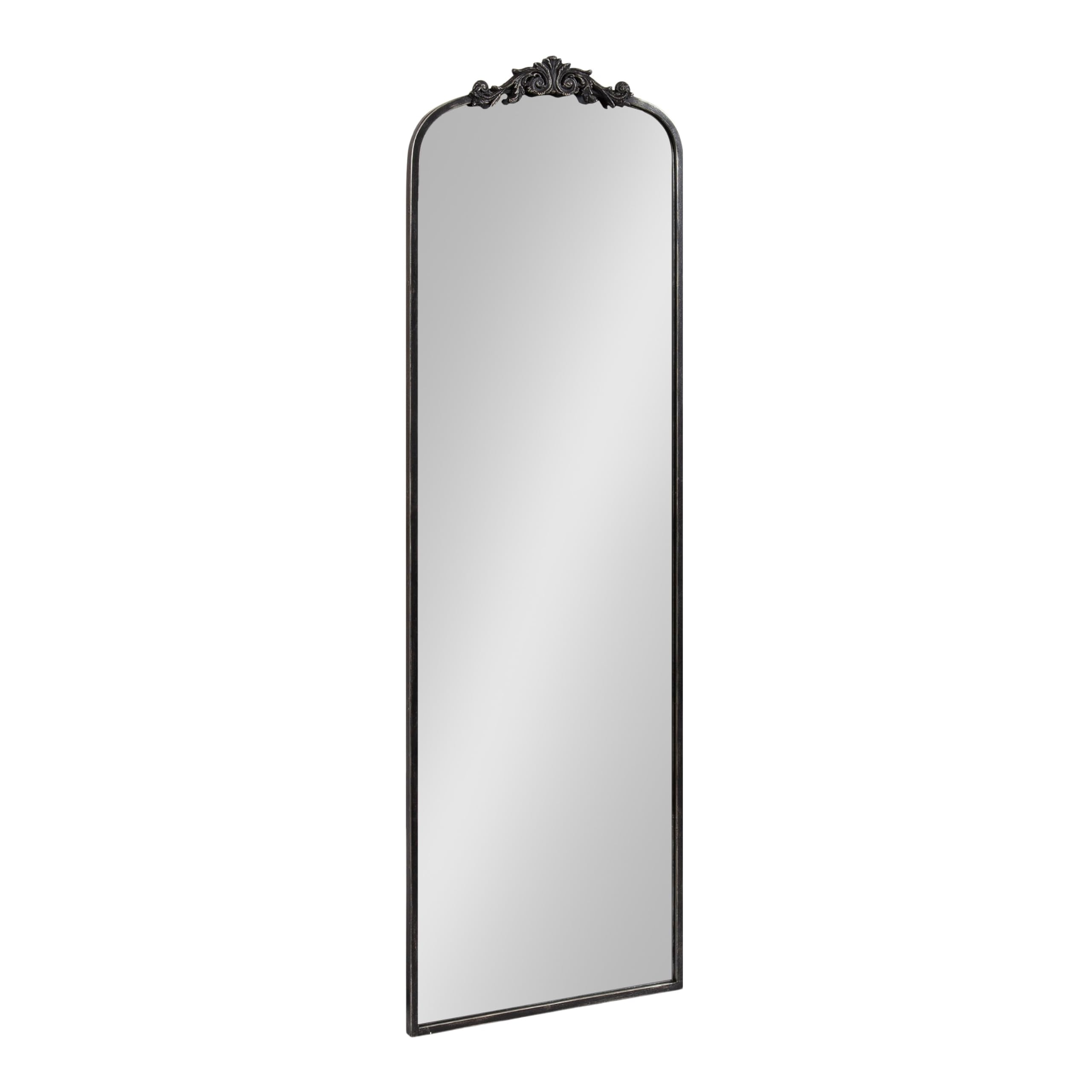 Kate and Laurel Arendahl Vintage Arched Tall Panel Mirror, 18 x 58, Antique Black, Traditional Baroque Full Length Mirror with O