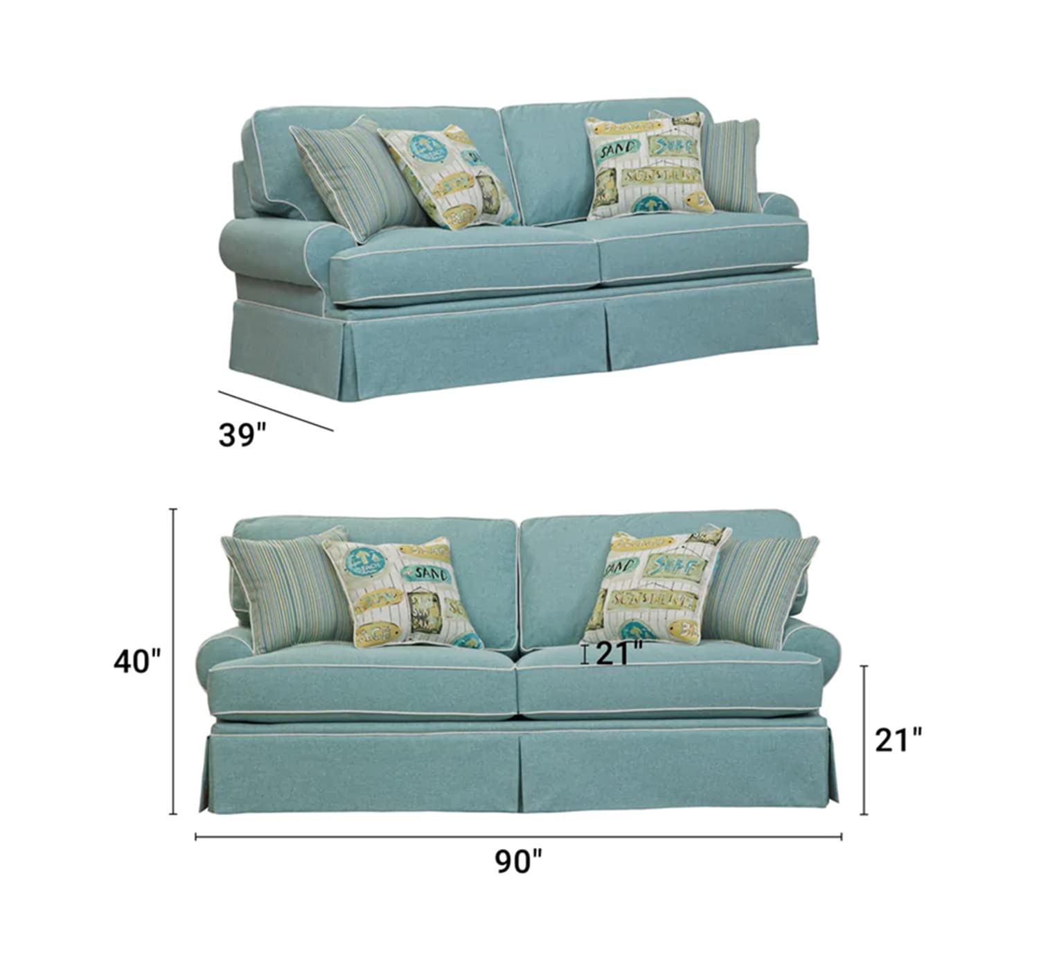 American Furniture Classics Coastal Aqua Series Sofas - Thumbnail 3