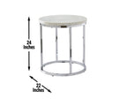 Steve Silver Echo End Table-Contemporary Style with Unique Marble Details, White Marble Top with Chrome Metal Base, 22 x 22 x 24, White, Chrome