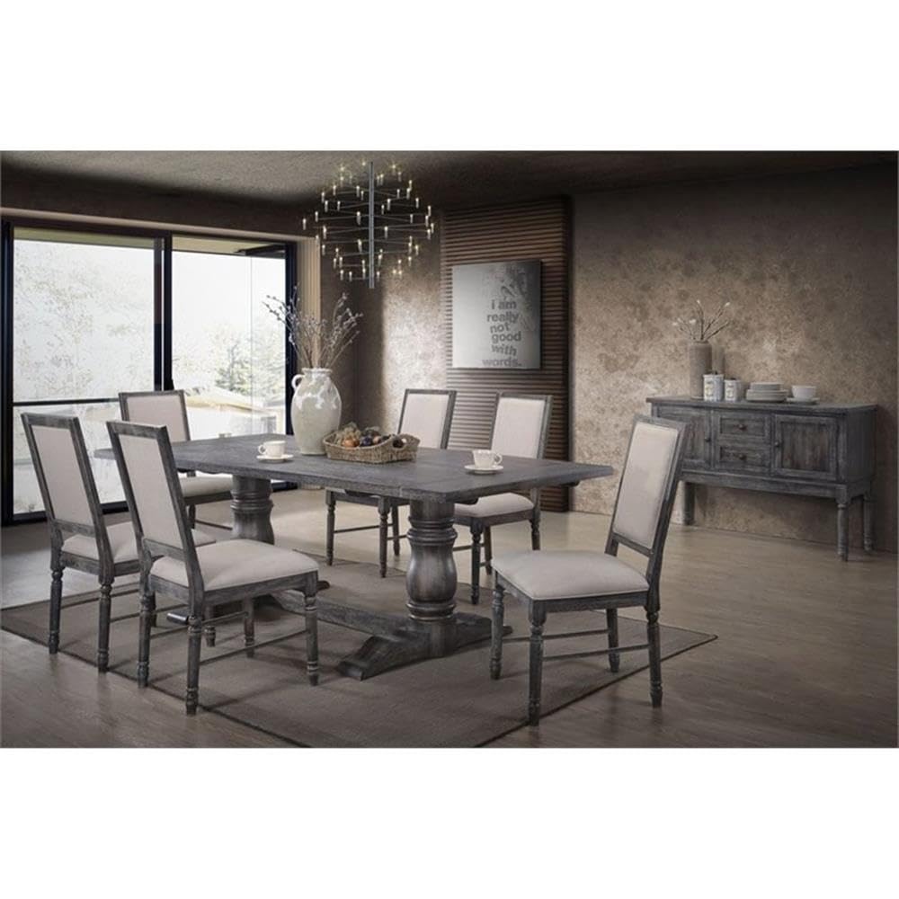Acme Leventis Dining Side Chair in Cream and Weathered Gray