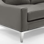 Modway Harness 64" Leather Loveseat In Gray With Stainless Steel Base