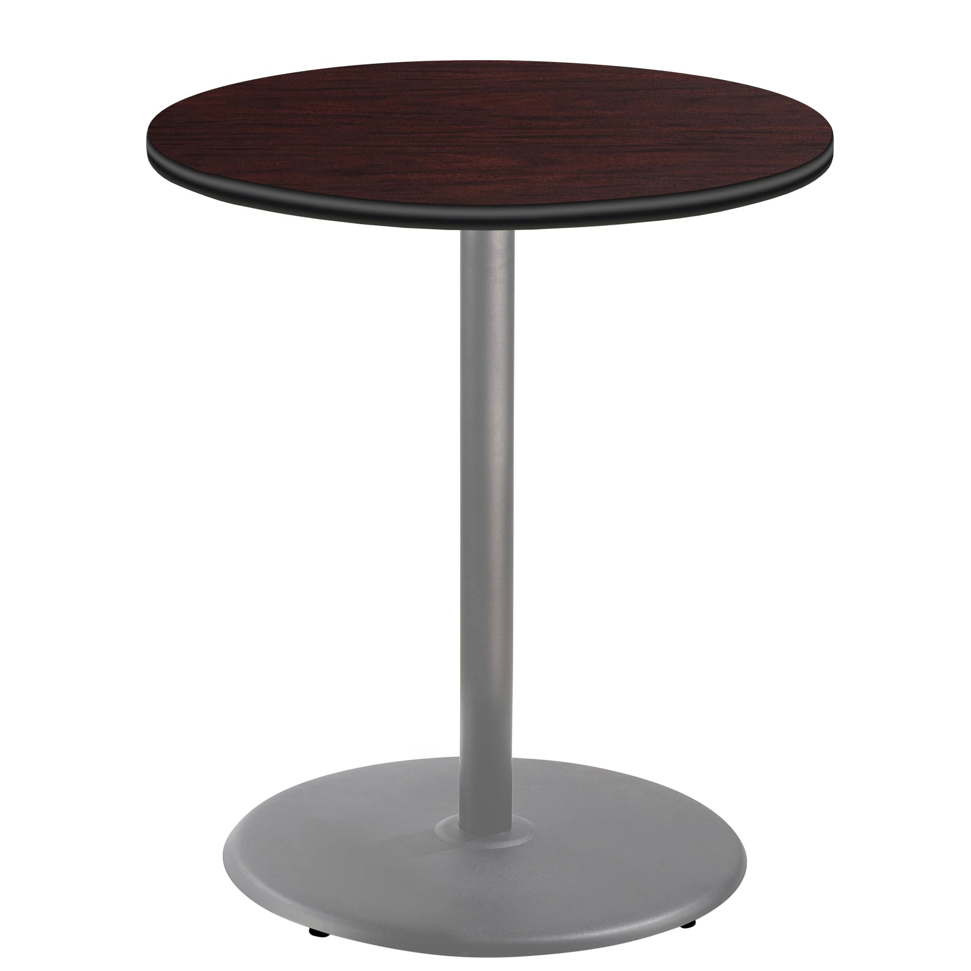 National Public Seating NPS 36 Round Cafe Table with Round Base, 42 Height, Particleboard Core/T-Mold, Mahogany Top, Grey Frame