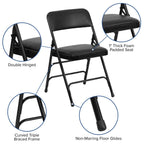 Flash Furniture Hercules Series Metal Folding Chairs With Padded Seats | Set Of 2 Black Metal Folding Chairs