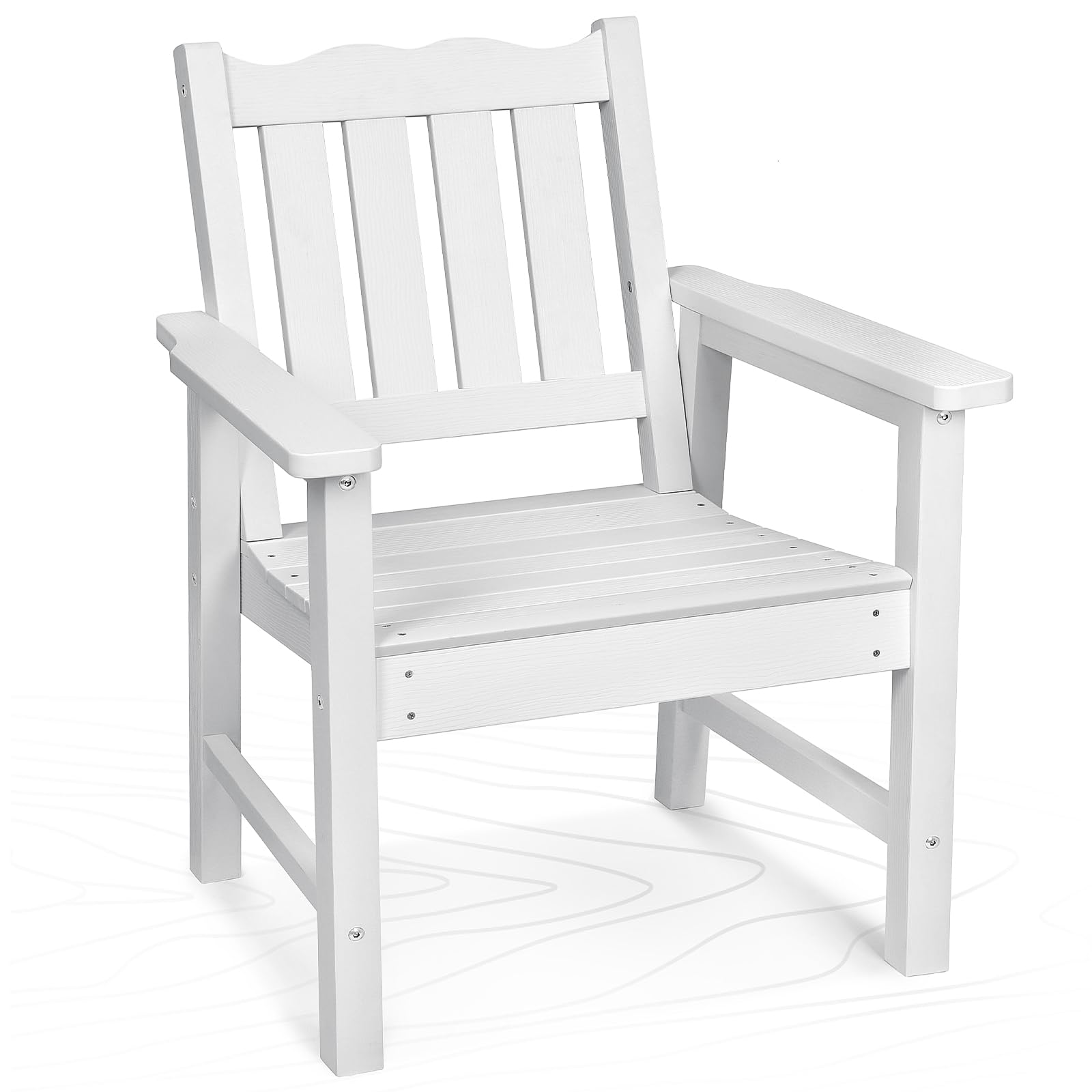 Stoog Oversized Patio Chair, All-Weather Outdoor Chairs With Curved Backrest, 400 Lbs Support Patio Dining Chair, For Backyard, Garden, Porch, Deck And Balcony, White