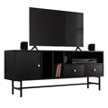 Rectangular TV Stand with Enclosed Storage and Powder Coated Iron Legs