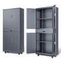 DNA MOTORING 73 Metal Storage Cabinet, Rolling Garage Cabinet with 1 Drawer and Adjustable Shelves, Lockable Heavy Duty Metal 
