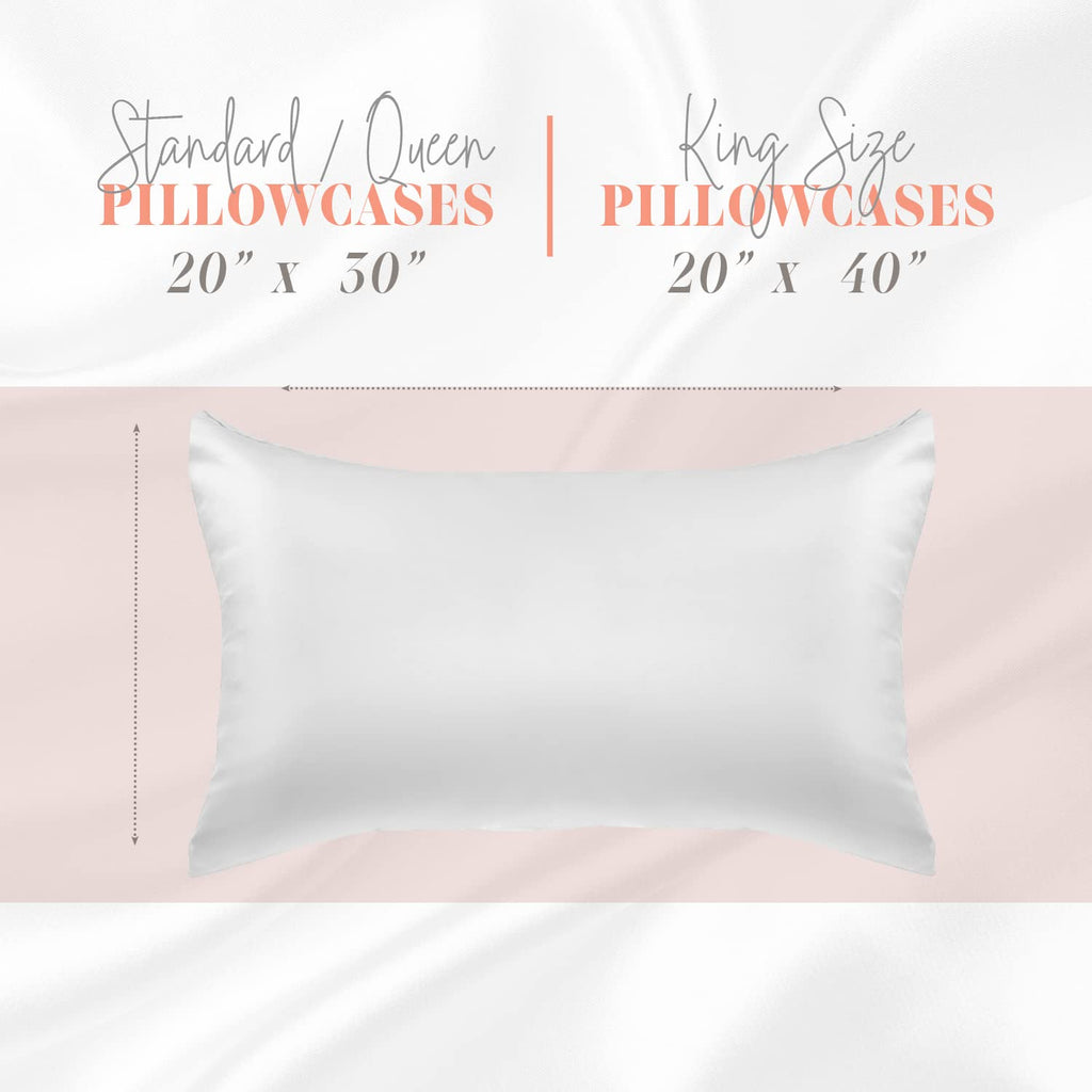 Elegant Comfort Silky And Luxurious 2-Piece Satin Pillowcase Set For Healthier Skin And Hair, Hidden Zipper Closure And Beautifully Packaged, Satin Pillowcase Set, King, White