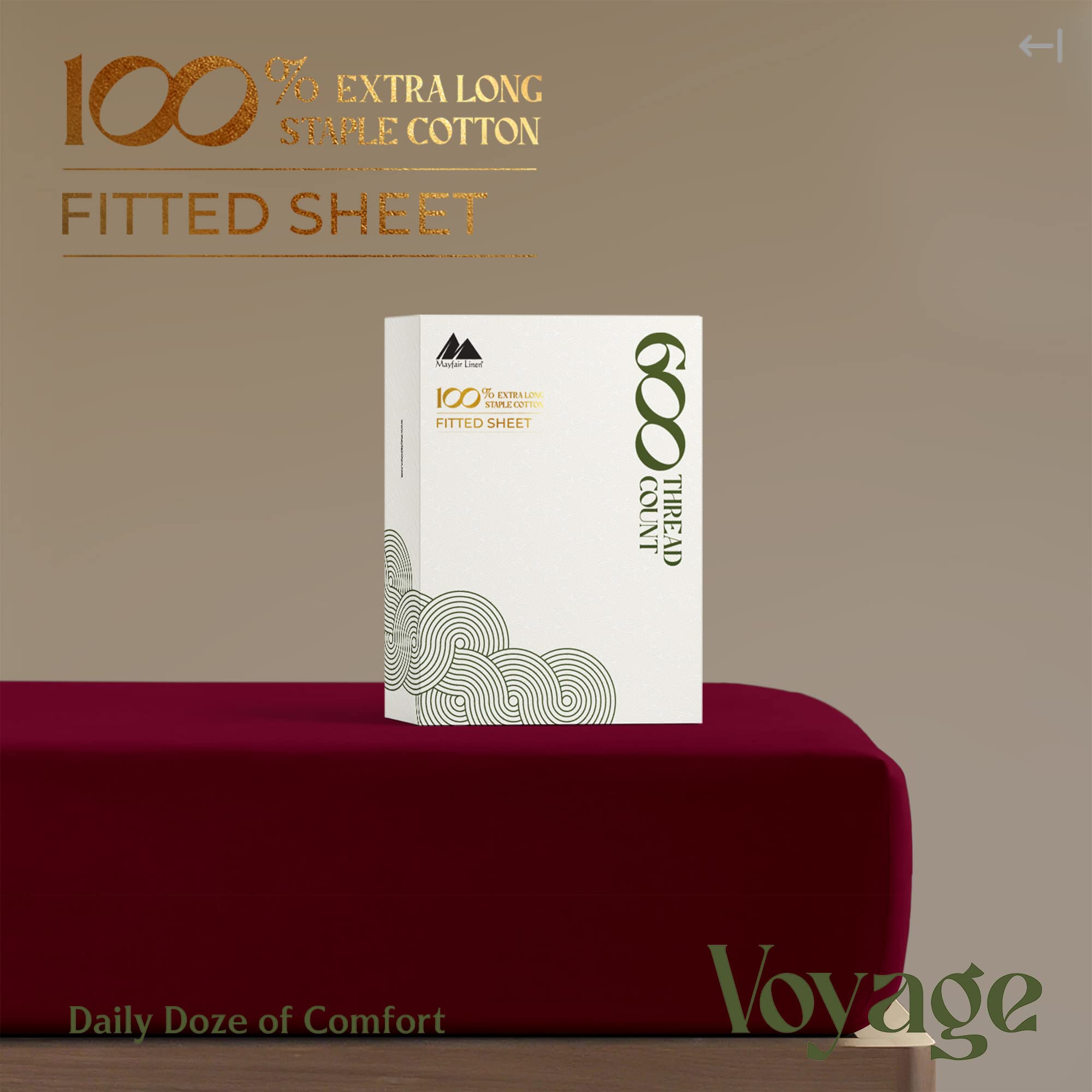 Premium Hotel Quality 1-Piece 100% Cotton Fitted Sheet, Luxury & Softest 600 Thread Count Egyptian Feel Sateen Weave Bottom Sheet, Deep Pocket Up To 18 Inch, Queen Size, Burgundy