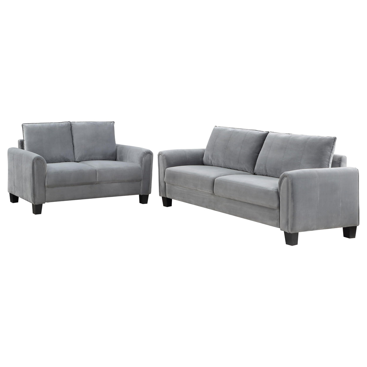 Coaster Home Furnishings Davis 2-Piece Upholstered Rolled Arm Sofa Grey