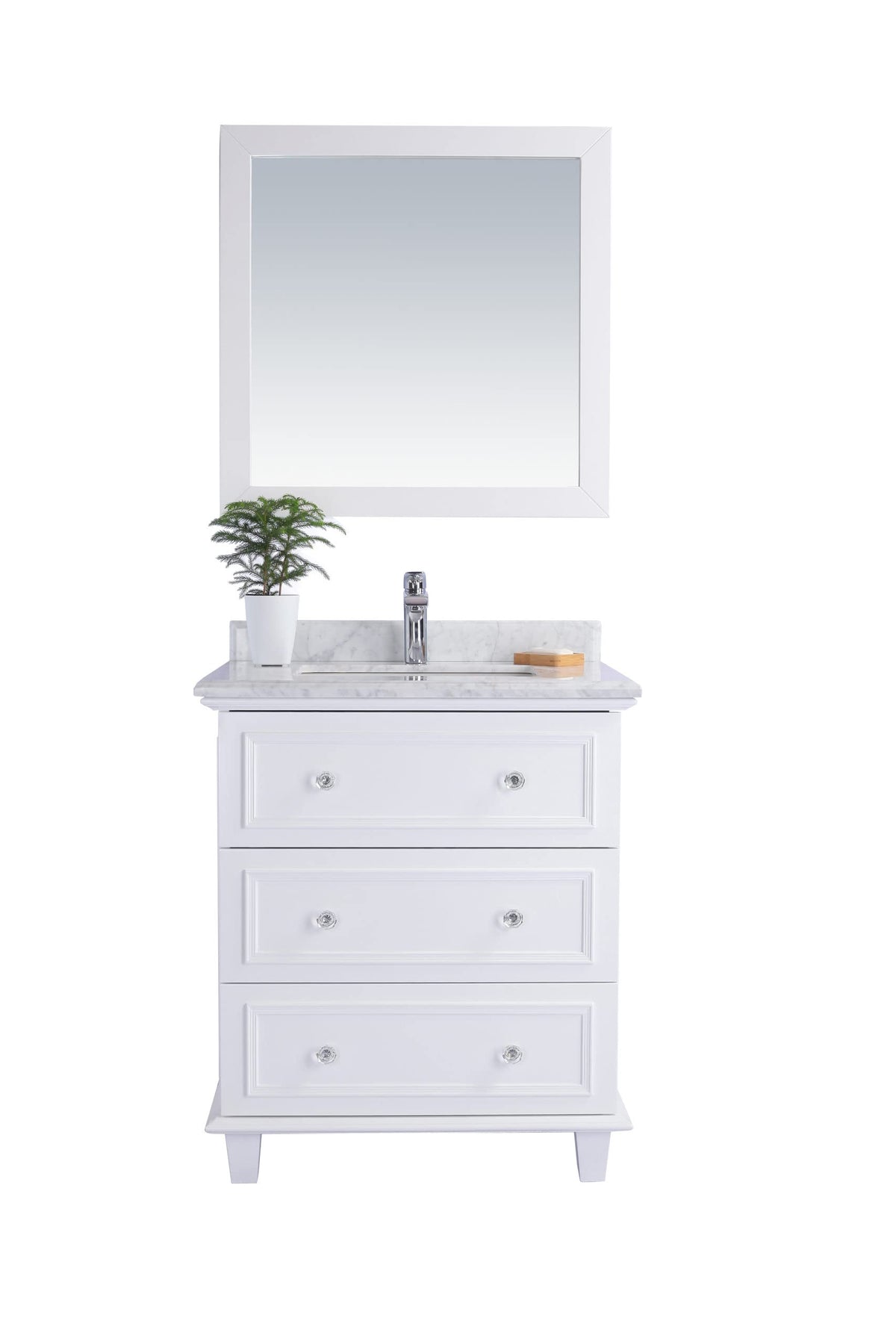 Laviva Luna - 30 - White Cabinet White Carrara Marble Countertop