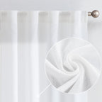 Jinchan Linen Blend White Curtains 96 Inches Long For Living Room Farmhouse Rod Pocket Back Tab Light Filtering Window Drapes For Bedroom Curtains Off White 2 Panels